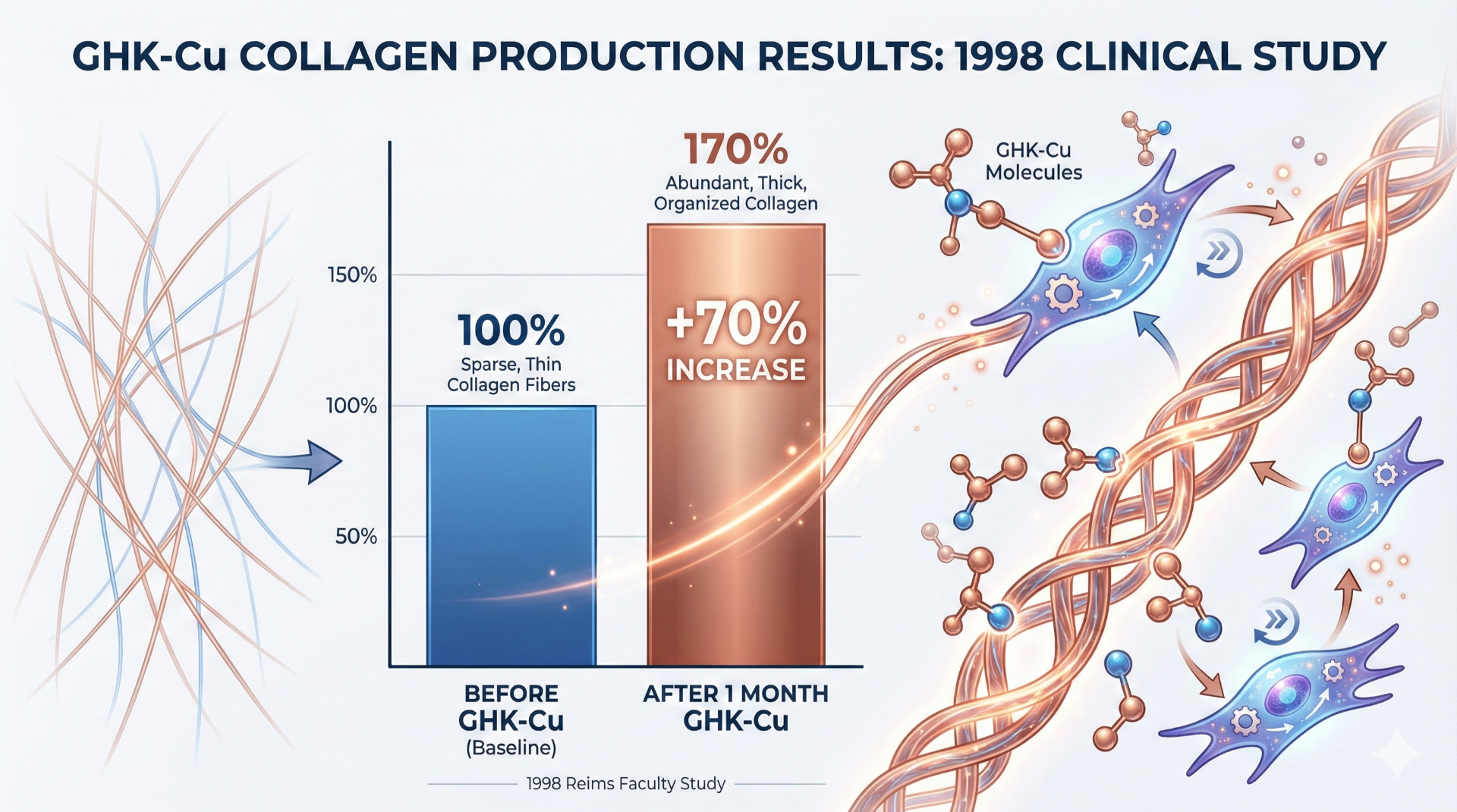 GHK-Cu Collagen Production Results – showing 70% collagen increase from clinical research