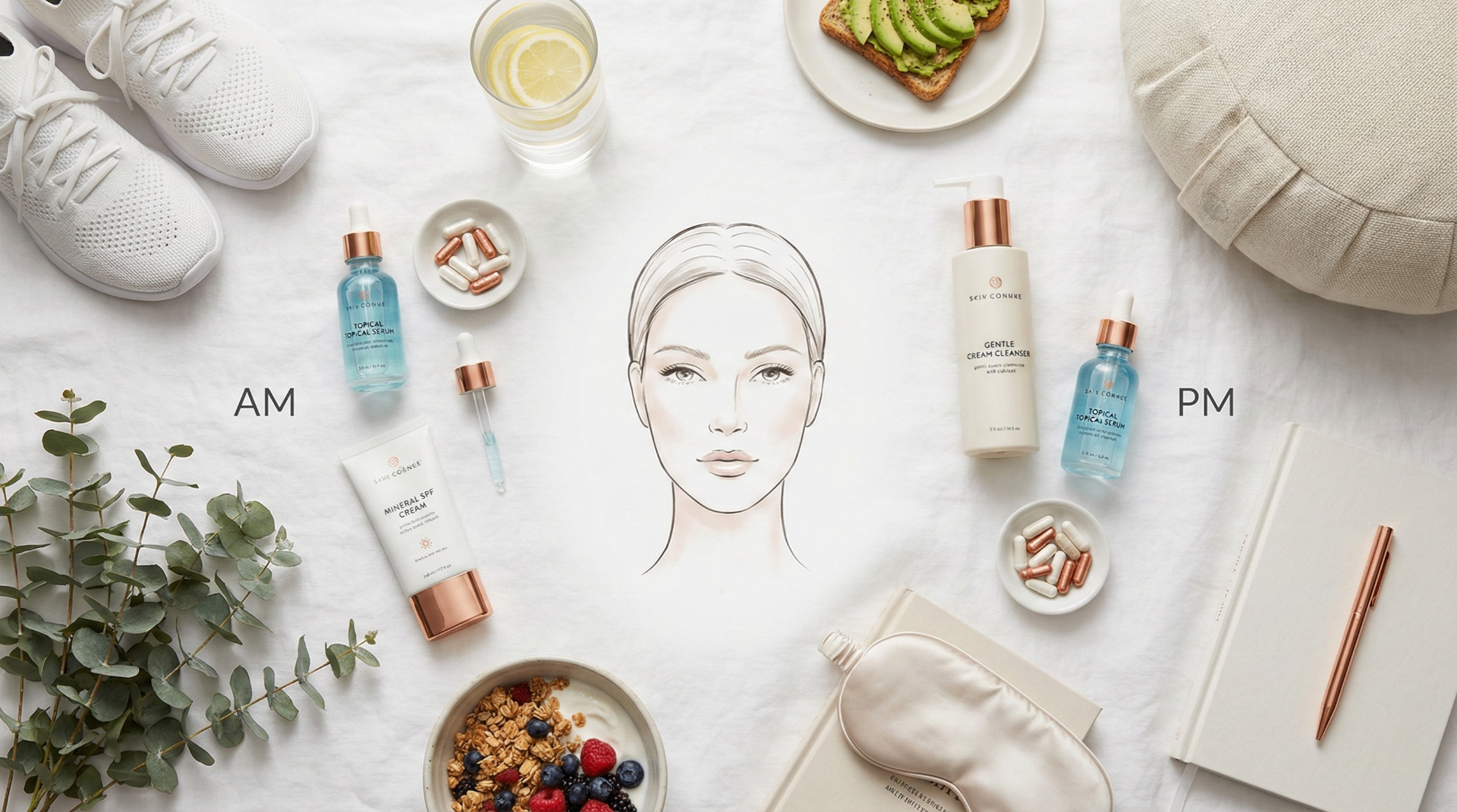 Complete cellular rejuvenation protocol combining topical and internal anti-aging approaches